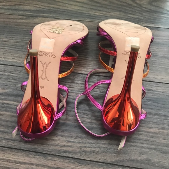 Pink Carolinna Espinosa Perna Strappy Heels Size 6 - Picture 5 of 8